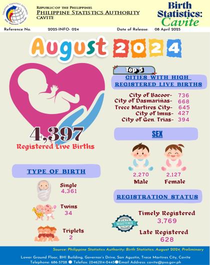 Cavite Birth Statistics: August 2024