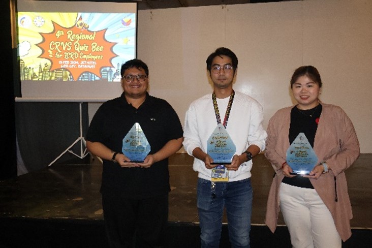 Top 3 Contestants of 4th CRVS Quiz Bee for LCRO Employees