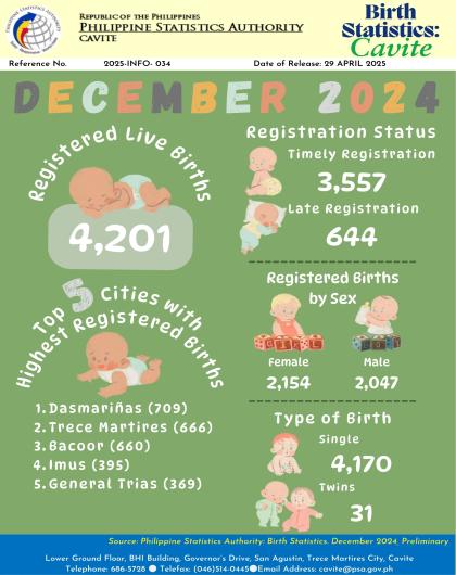 Cavite Birth Statistics: December 2024