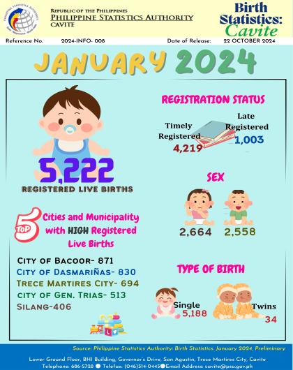 Cavite Birth Statistics: January 2024