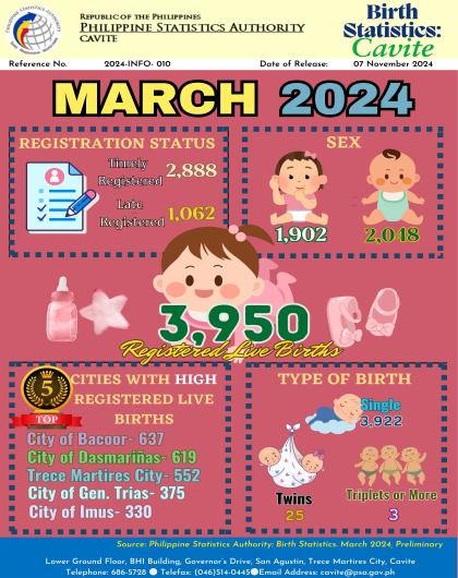 Cavite Birth Statistics: March 2024