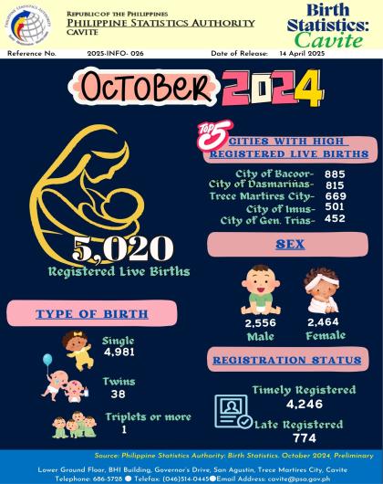 Cavite Birth Statistics: October 2024