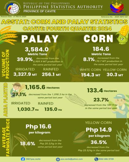 Cavite Agricultural Statistics - Corn and Palay: 4th Quarter 2024