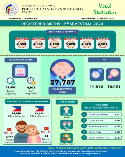 Cavite Birth Statistics: 2nd Semester 2024
