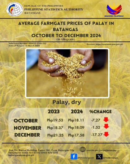 4th Quarter 2024 Farm Prices Survey (FPS) of Palay