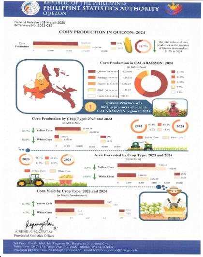 Region04A-56_March_Infographics No. 2025-082 Annual 2024 Corn Production in Quezon
